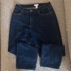 H&M Women’s Straight Leg Jeans in Dark Blue
